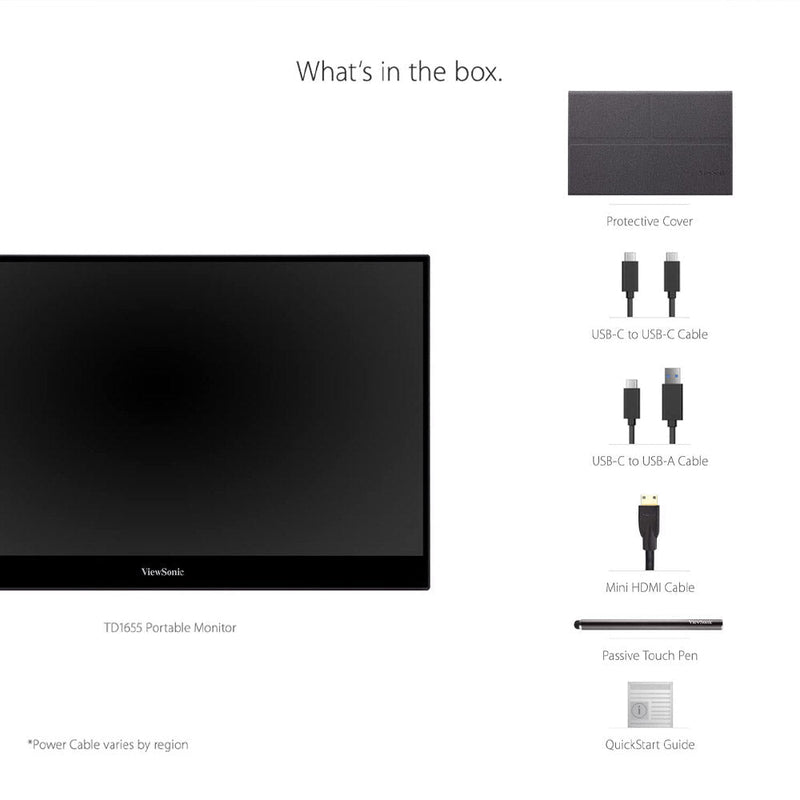 ViewSonic TD1655 16” 60Hz FHD USB - C IPS Panel Multi - Touch Portable Monitor with Speakers - SWIFT PERIPHERALSTD1655