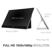ViewSonic TD1655 16” 60Hz FHD USB - C IPS Panel Multi - Touch Portable Monitor with Speakers - SWIFT PERIPHERALSTD1655