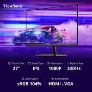 ViewSonic VA2732 - H 27 Inch 75 Hz IPS Full HD 1080p Gaming Monitor - SWIFT PERIPHERALSVA2732-H