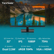 ViewSonic VA3209 - MH 32" 1080p FHD 75hz IPS Panel Monitor with Built - In Speakers - SWIFT PERIPHERALSVA3209-MH