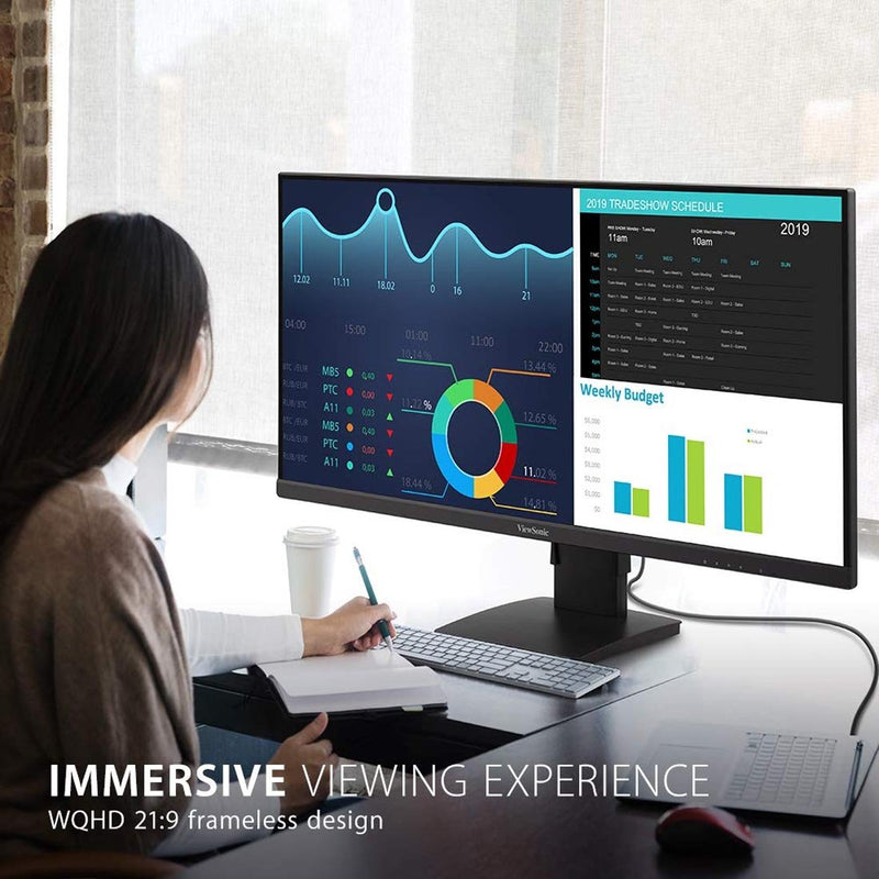 ViewSonic VA3456 - MHDJ 34" Ultra - wide UWQHD 75Hz HDR10 IPS Panel Monitor with Speakers - SWIFT PERIPHERALSVA3456-MHDJ