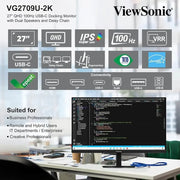 ViewSonic VG2709U‑2K 27″ QHD IPS 100Hz USB‑C Docking Monitor with Speakers - SWIFT PERIPHERALSVG2709U-2K