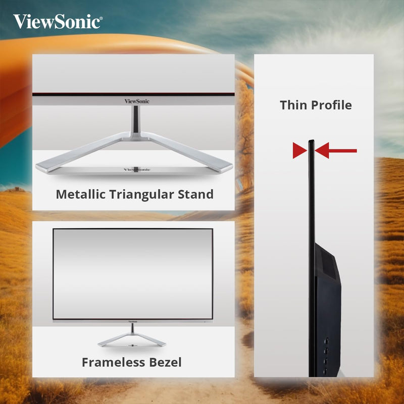 ViewSonic VX2476 - SH 24" 75Hz 1920x1080 FHD IPS Frameless Panel sRGB Monitor - SWIFT PERIPHERALSVX2476-SH