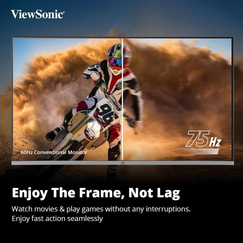 ViewSonic VX2476 - SH 24" 75Hz 1920x1080 FHD IPS Frameless Panel sRGB Monitor - SWIFT PERIPHERALSVX2476-SH