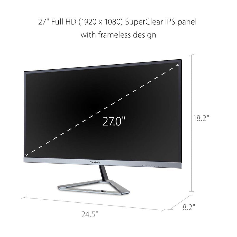 VIEWSONIC VX2776 - SMHD - 3 68.5 CM (27") FHD IPS MONITOR 100HZ, 100% SRGB, 2WXSPEAKER, VIEWMODE (GAME, MOVIE, WEB, TEXT) ULTRA SLIM, METALLIC TRIANGLE STAND, EYE CARE,1X HDMI, 1XDP,1 XVGA - SWIFT PERIPHERALS1092600