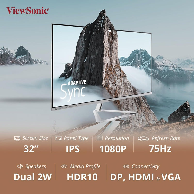 ViewSonic VX3276 - MHD - 3 32” 75Hz HDR10 1080p FHD sRGB IPS Panel Monitor - SWIFT PERIPHERALSVX3276-MHD-3