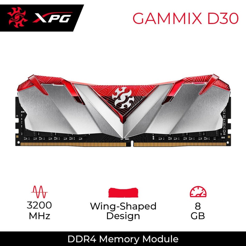 XPG GAMMIX D30 RAM 8GB DDR4 3200MHz Desktop Memory - SWIFT PERIPHERALSAX4U32008G16A-SR30