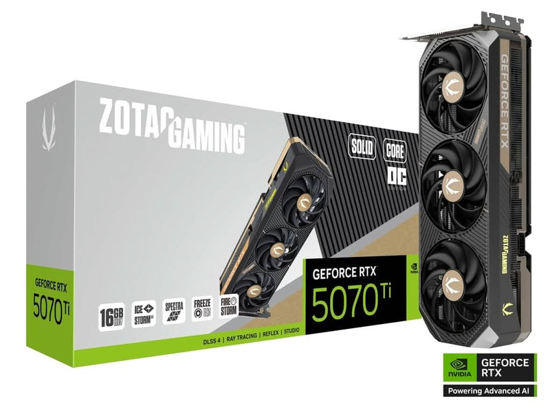 ZOTAC GAMING RTX 5070 TI SOLID CORE OC 16GB GRAPHICS CARD - SWIFT PERIPHERALS1093025